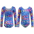thumbnail image 5 of SILVERCELL Toddler Rainbow Leopard Print Tight Jumpsuit Gymnastics Leotards Athletic Dance Bodysuit Headband Sets, 5 of 8