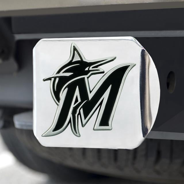 Fan Mats MLB - Miami Marlins Hitch Cover - Chrome 3.4"x4" 26626