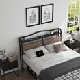 thumbnail image 4 of WANTAI Full Bed Frame - Storage Headboard with Charging Station & Galaxy Aurora Projector, 14 Inch Sturdy Metal Platform Bed Frame No Box Spring Needed, Easy Assembly, No Noise, Brown, 4 of 7