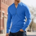 thumbnail image 2 of KHONTS Mens Casual Slim Fit Basic Henley Long Sleeve Fashion T-Shirt Blue M, 2 of 5