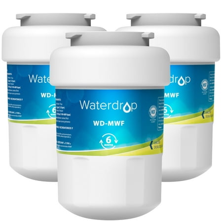Waterdrop MWF Refrigerator Water Filter, NSF 53&amp;42 Certified to Reduce 99% Lead, Compatible with GE SmartWater MWF, MWFINT, MWFP, MWFA, GWF, HDX FMG-1, GSE25GSHECSS, WFC1201, Kenmore 9991, 3 Pack