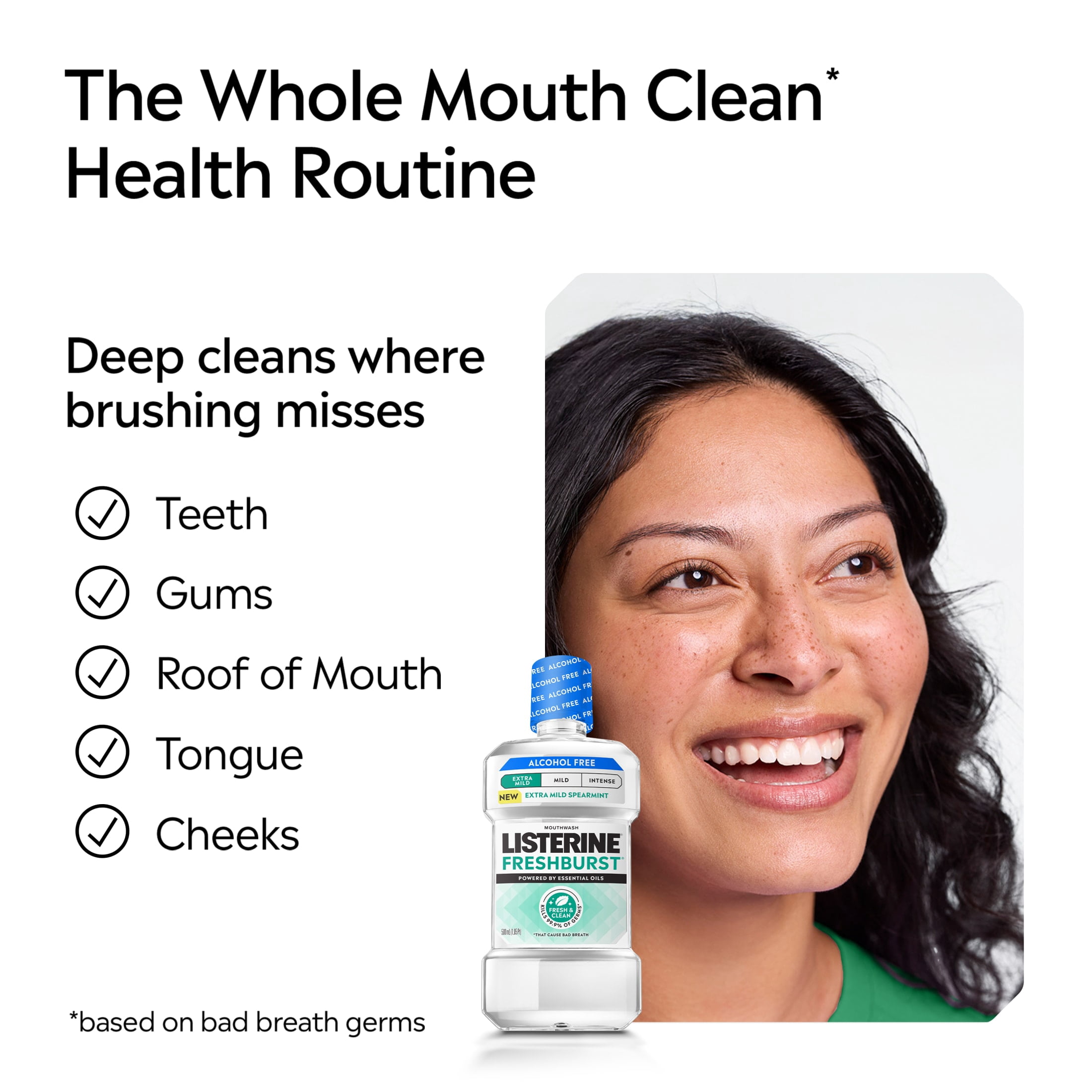 Listerine Freshburst Alcohol-Free Extra Mild Mouthwash, Mint, 500ml