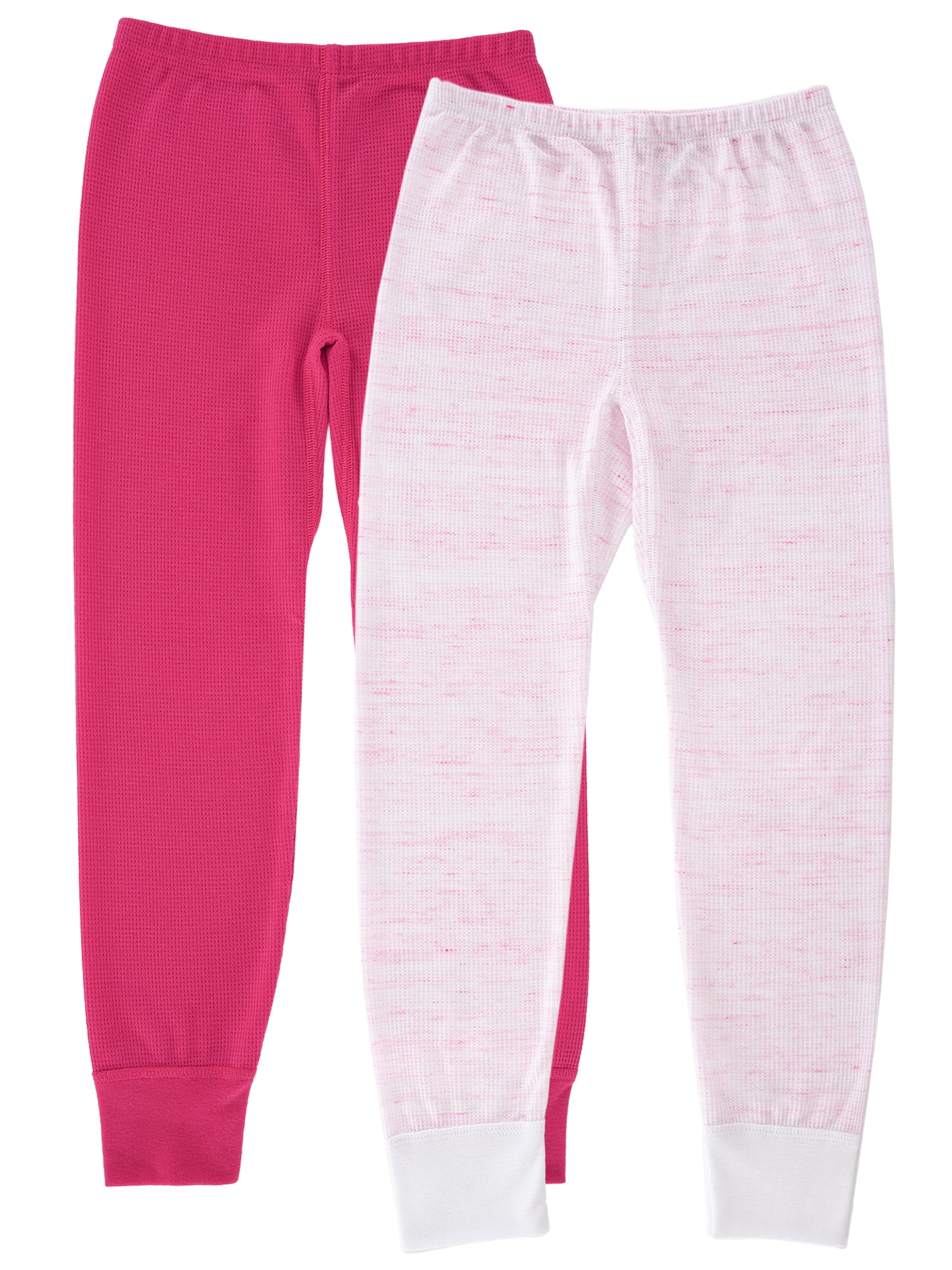 Fruit of the Loom Girls Super Soft Waffle Thermal Pants 2 Pack