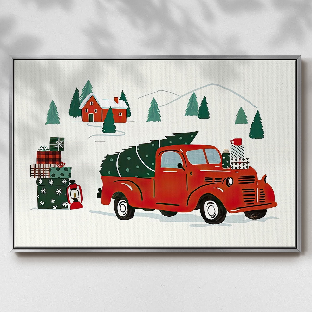 Going to Grandmas Collection A - Framed Gallery Wrapped Holiday Canvas - 17 x 25 - Silver Frame