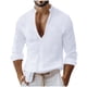 thumbnail image 2 of pstuiky camisas de manga larga para hombre, Camisa informal de manga larga con cuello alto y bolsillos para hombre, con botones y color liso Tops casuales para hombres xl, 2 of 8