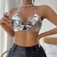 thumbnail image 6 of Kilaqueen Sparkly Sequin Bras for Women Spaghetti Strap Halter V Neck Bikini Tops Fashion Sexy Club Party Festival Outfits, 6 of 9