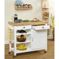 thumbnail image 2 of TMS Martha Butcher Block Rolling Kitchen Island with Cabinet, Drawers, Shelves, and Towel Rack, White, 2 of 6