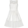 thumbnail image 1 of Girls Dress White Lace Tassel Hem Princess Party 4 Years, 1 of 9