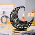 thumbnail image 6 of Desktop Ornament Golden Moon Shaped Candlestick Ornament with Moon Tea Light Candle Holder Candle Stick Holder and Reduce Stress Art Candles Holders for Eid Wedding Church Centerpiece Decor, 6 of 9