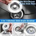 thumbnail image 3 of 3-in-1 Kitchen Sink Drain Strainer & Stopper with Basket, Stainless Steel Drain Plug Cover Catcher for Food Waste - Sink Accessories for Home or Kitchen Sink Shroom Fit US Standard 3-1/2'' Drain Hole, 3 of 6