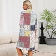 thumbnail image 4 of Zipper Robes for Women Lightweight Loose Fit Summer Housecoats for Women Zip Up Front 3/4 Length Sleeve Knee Length Vintage Floral Print Loose Fit Pajama Sleepwear with Pockets Sky Blue XL, 4 of 4