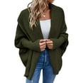 thumbnail image 3 of Women'S Cardigan Sweaters Oversized Chunky Knit Slouchy Wrap Batwing Open Front Outwear Coat Army Green S, 3 of 8