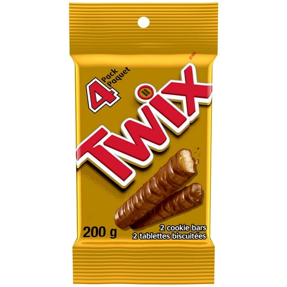 TWIX, Caramel Cookie Chocolate Candy Bar, 4 Full Size Bars, 50g, 4 pack, 50g