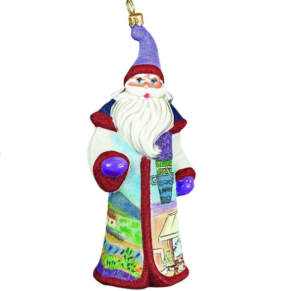 Glitterazzi Provence France Santa Polish Glass Christmas Ornament