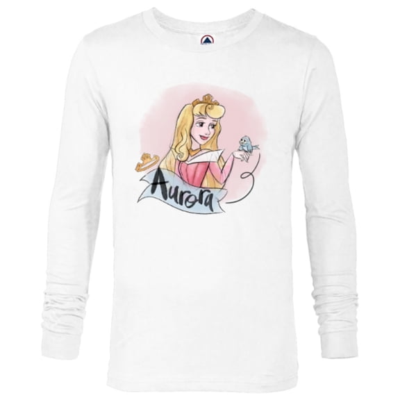 Disney Sleeping Beauty Princess Aurora in Pink Dress T-Shirt - Long Sleeve T-Shirt for Men - Customized-White