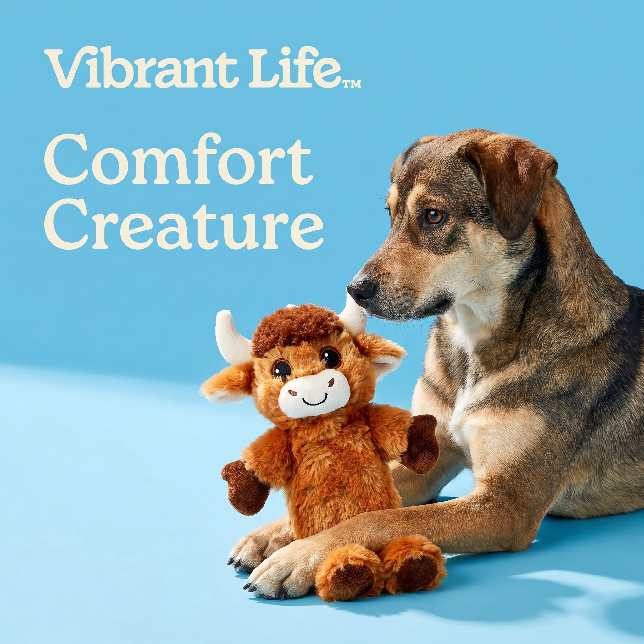 Vibrant Life Brown Longhorn Plush Dog Toy with Crinkle and Squeaker, Chew Level 2