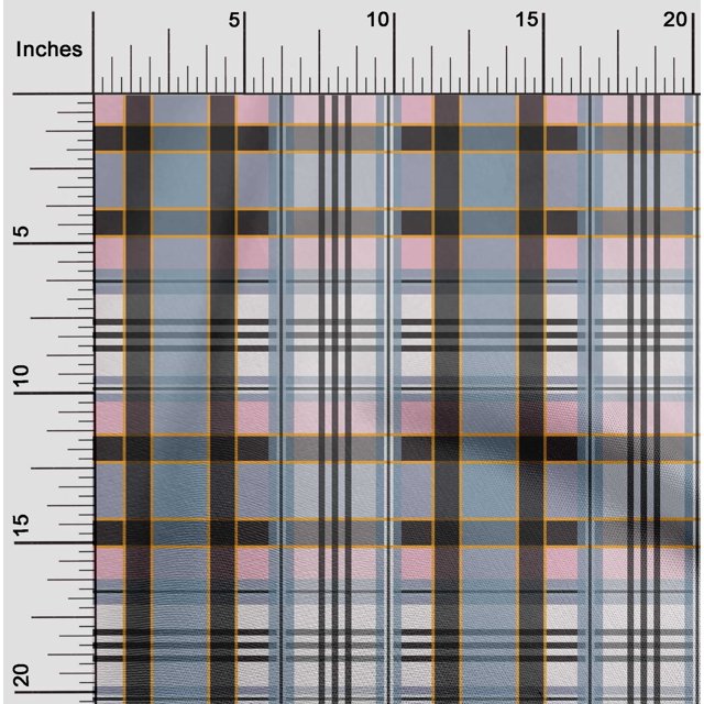 oneOone Georgette Viscose Fabric Madras Check Printed Fabric 1 Yard 42 Inch Wide
