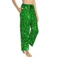 thumbnail image 2 of Sigee Green Glitter Print Women's Soft Pajama Pants - Breathable and Comfortable Lounge Sleep Bottoms with Elastic Waistband and Pockets-, 2 of 9