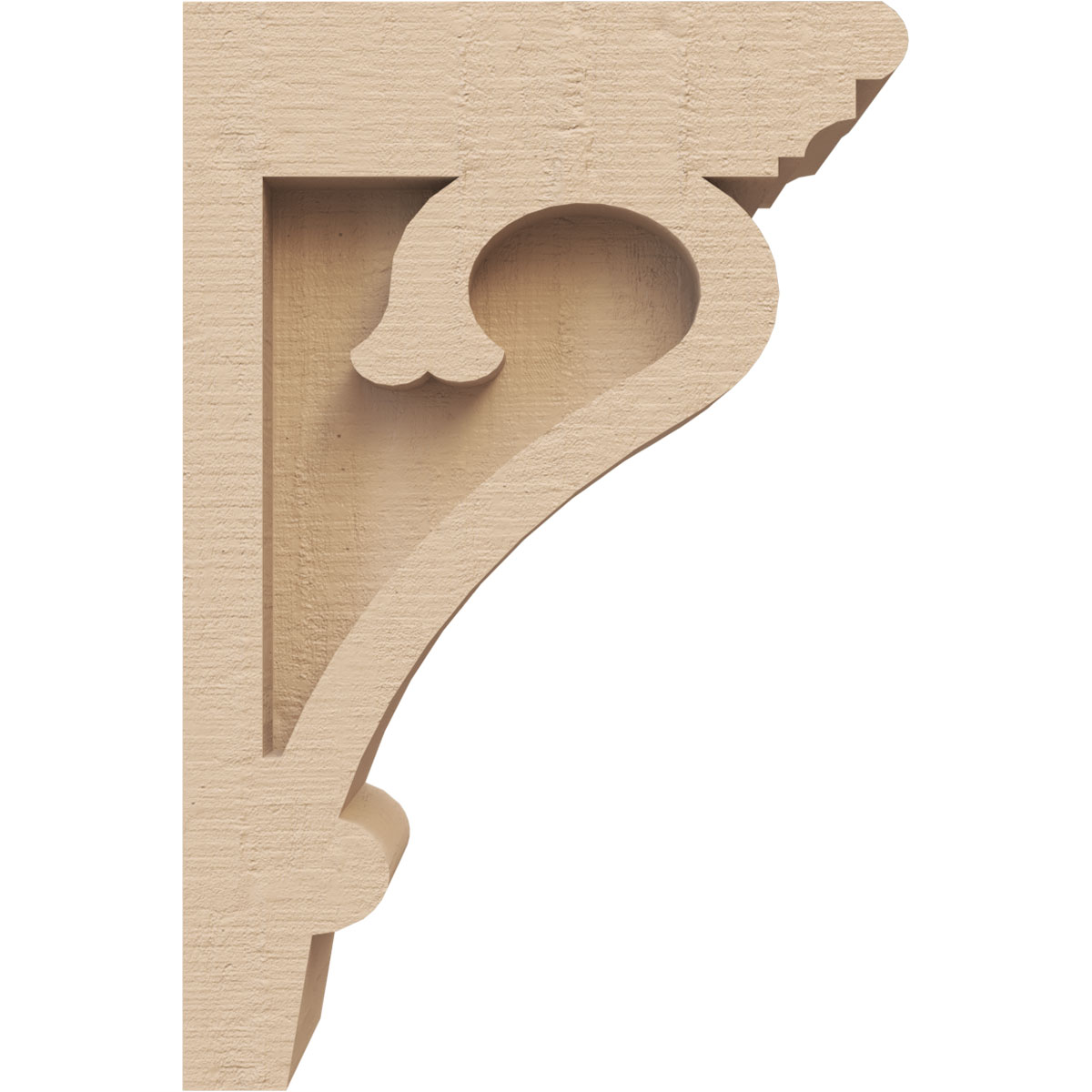 2"W x 4"D x 6"H Classic Mayflower Rough Cedar Woodgrain TimberThane Corbel, Primed Tan