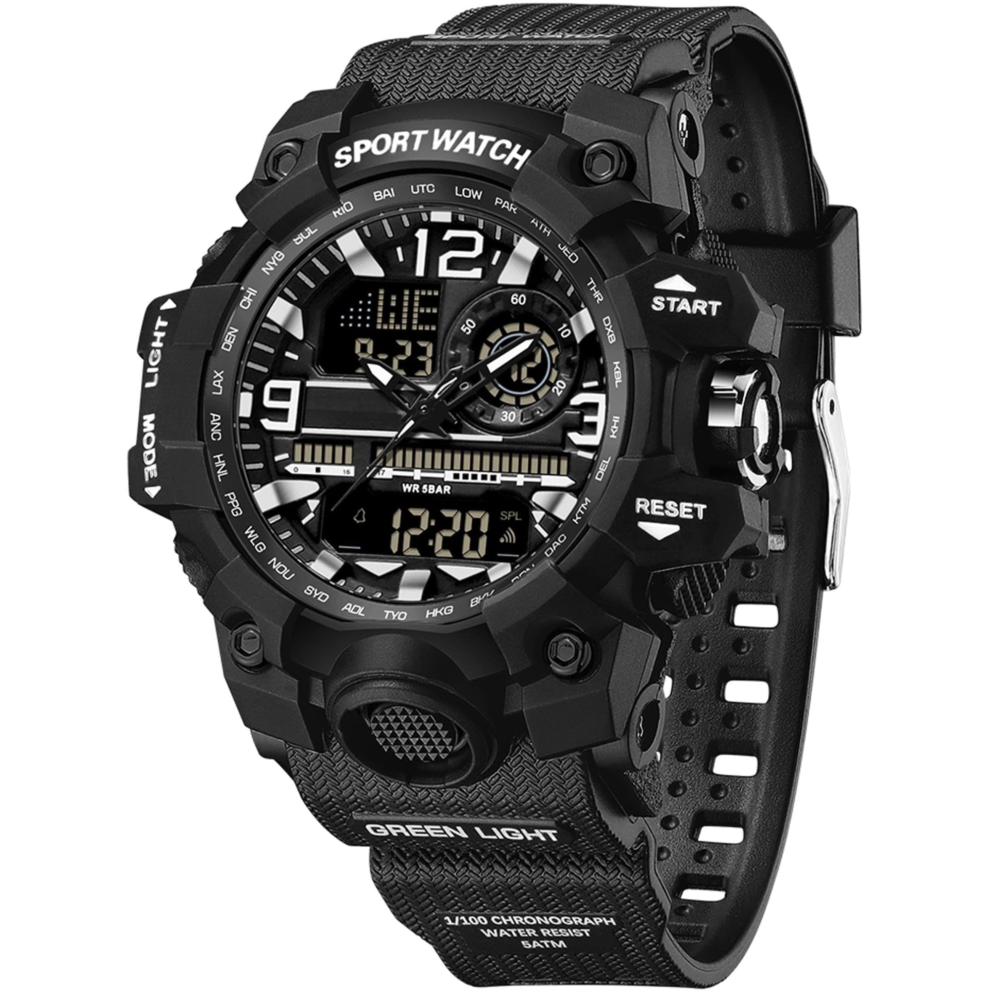 Findtime Women's Sport Watch Digital Waterproof Watches Military Watches Analog Outdoor Wrist Watch LED Luminous Alarm Stopwatch Dual Time Wristwatch