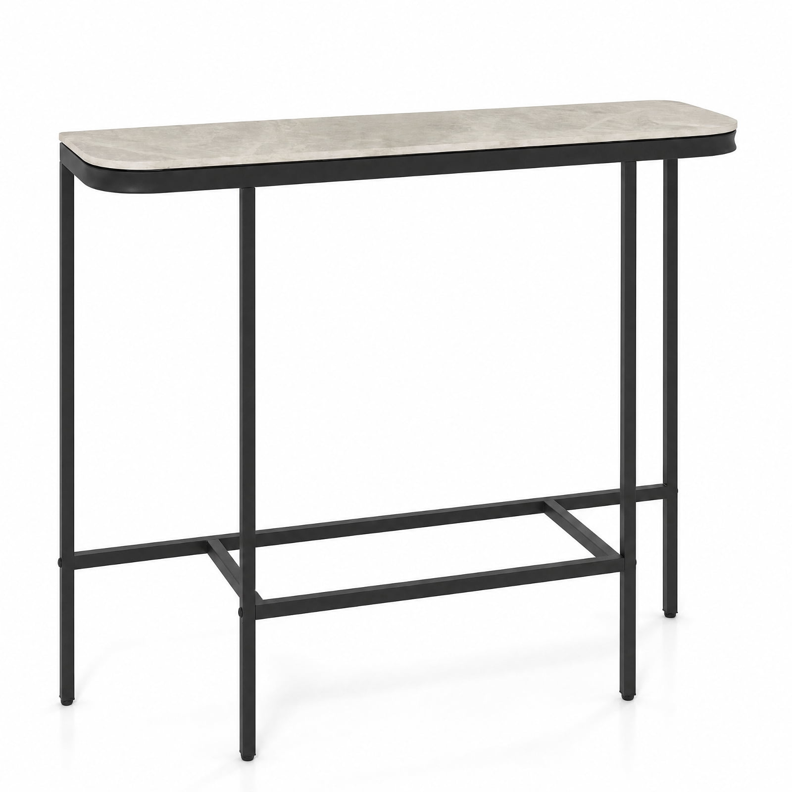 Furnibear 44 Inch Console Table Entryway Table with Faux Marble Tabletop and Heavy Duty Metal Frame for Living Room Hallway, Gray