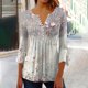 thumbnail image 1 of ICHUANYI Clearance Women Fashion Printed Casual V-Neck Short Sleeve Loose T-Shirt Blouse Tops(Gray, S) ICHUANYI WER2023081001131, 1 of 5