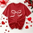 thumbnail image 2 of Erwazi Valentine's Day Bow Pattern T-Shirt for Women Casual Crewneck Short Sleeve Tee Top, 2 of 4