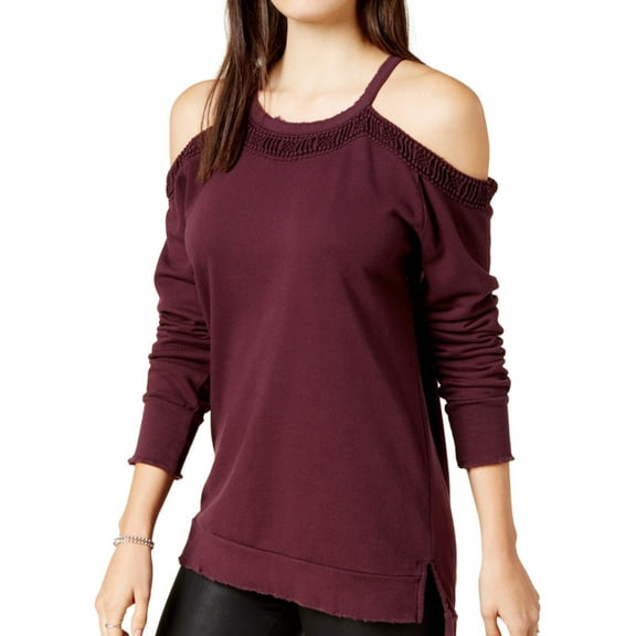 Joe's Womens Cold-Shoulder Sweatshirt, Purple, X-Small