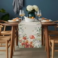 thumbnail image 2 of Red Poppy Table Runner - 90 Inch Long, Kitchen Dining Table Runner Dresser Scarves, Farmhouse Country Vintage Flower Leaf Plant Farmhouse Decor for Coffee Tables Wedding Party Banquet, 2 of 8