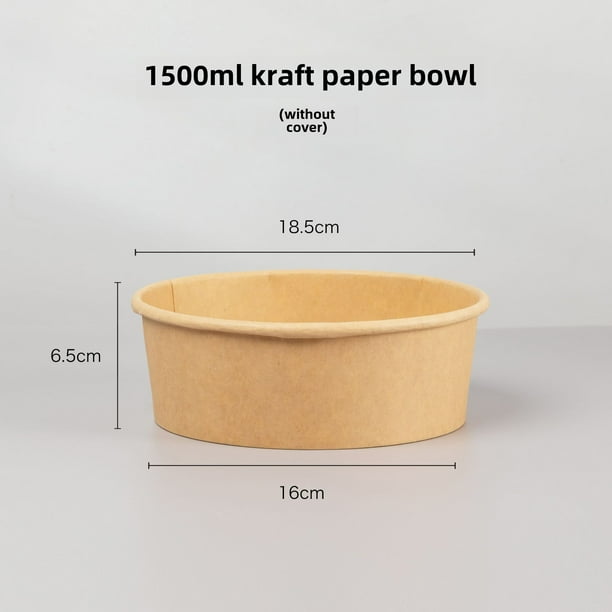 Tazón de papel kraft desechable redondo, caja de almuerzo para ensalada, caja de embalaje para llevar, tazón de papel para sopa, caja de almuerzo
