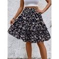 thumbnail image 5 of Women'S Floral Print Ruffle Hem Elastic High Waist Tie Front Skirt Black S, 5 of 8