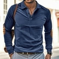 thumbnail image 2 of Resicozy Men's Corduroy Shirts Solid Color 2025 Fall Half Button Long Sleeves Shirt Casual Work Collared Shirts Navy M, 2 of 9