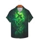 thumbnail image 4 of Ceisia Men's St. Patrick's Day Glowing Four-Leaf Clover Vine Print Short Sleeve Turndown Collar Stretch Casual Shirt Dark Gray XL Gifts, 4 of 5