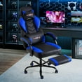 thumbnail image 2 of ECOTOUGE Gaming Chair with Footrest, Big and Tall Silla Gamer with Massage Lumbar Support, Ergonomic Gamer Chair with Reclining High Back, 360° Swivel Gaming Computer Chair, Blue, 2 of 8