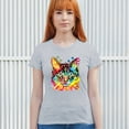 thumbnail image 3 of Tee Hunt Dean Russo Eyes Cat T-Shirt Neon Colorful Cute Kitten Women's T-Shirt Tee, Gray, X-Large, 3 of 5
