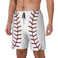 thumbnail image 5 of Mens White Baseball Swimming Trunks with Compression Liner Beach Quick Dry Swim Shorts, 5 of 6