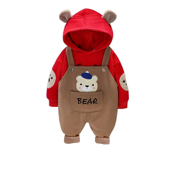 Nuevos conjuntos de ropa para niños, bebés, niños, niñas, Otoño Invierno, sudaderas con capucha de lana gruesa, monos, pantalones superiores, sudadera con capucha para niños, ropa 6-12M (Etiqueta 73) Gao Jinjia LED