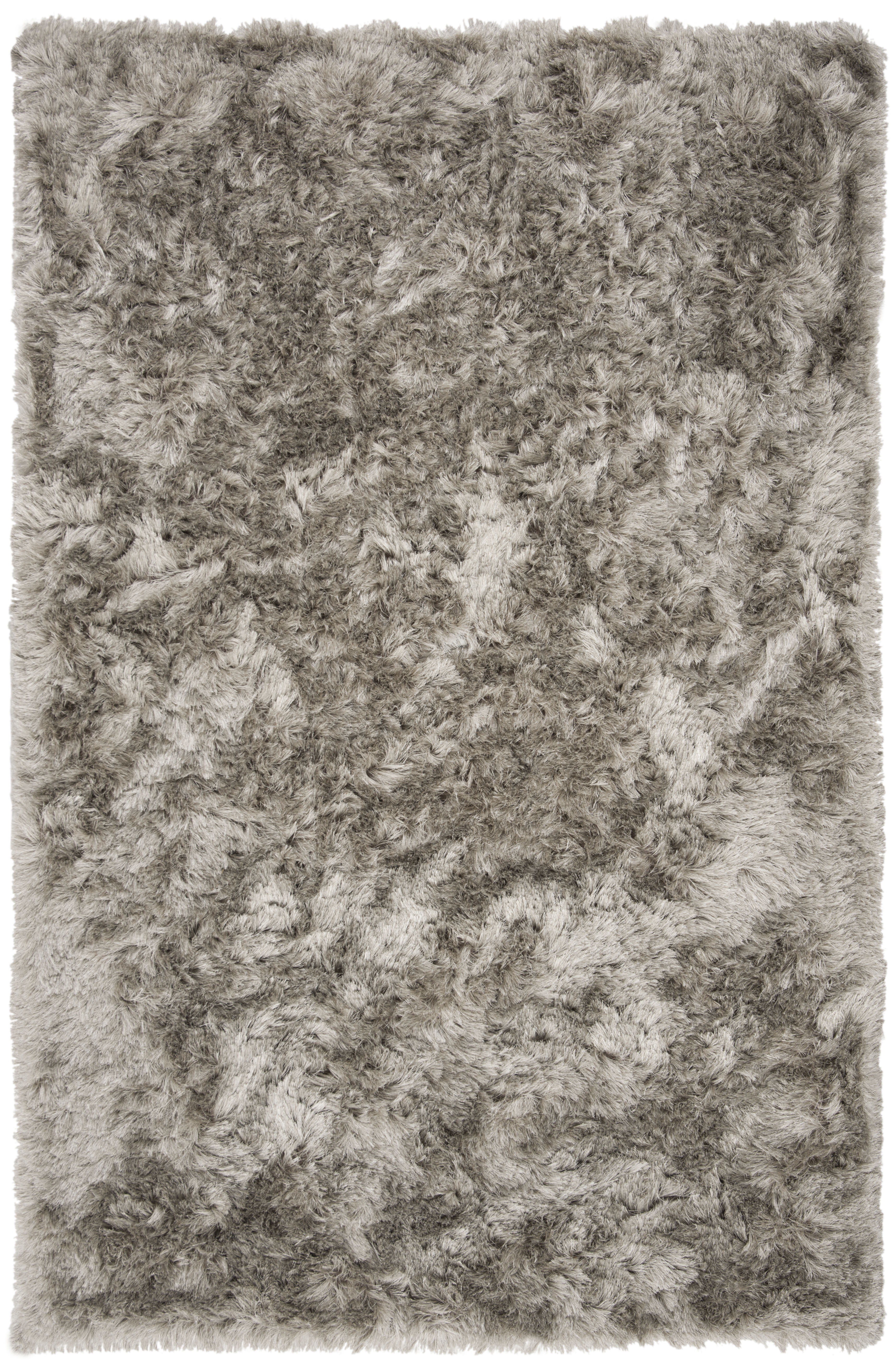 SAFAVIEH Ocean Trellis Solid Plush Polyester Shag Area Rug, Light Grey, 4' x 6'