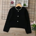 thumbnail image 2 of IVEYRTF Kids Knitted Cardigan Long Sleeve Sweater Warm Outerwear for Children Boys Girls Cozy Soft Comfortable Fall Winter Casual Everyday Wear Playground Holiday(Black,12 Years), 2 of 9