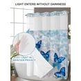 thumbnail image 4 of No Hook Cloth Fabric Shower Curtain with Snap in Liner, Blue Butterfly Coastal Waterproof Shower Curtains Set with See Through Top Window, Summer Beach Ocean Wave Bath Curtains Shower 54"x78", 4 of 6