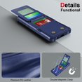 thumbnail image 5 of Decase Wallet Case for Samsung Galaxy S25, PU Leather/Plastic Wallet Phone Case with Magnetic Button Closure Credit Card Holder Slots, Stand Function, Lightweight Solid Fold Cover,Darkblue, 5 of 6