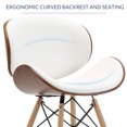 thumbnail image 4 of BELLEZE Set of 4 Mid Century Modern dining Chairs, Upholstered Faux Leather Walnut Curved Back Contemporary Kitchen Dining Accent Chair, Minimalist Vintage Style - Avalon (White), 4 of 7