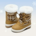 thumbnail image 5 of BURUDANI Boys Girls Waterproof Mid-Calf Winter Snow Boots for Little/Big Kids Anti-Slip Warm Booties Tan/White Size 5, 5 of 6