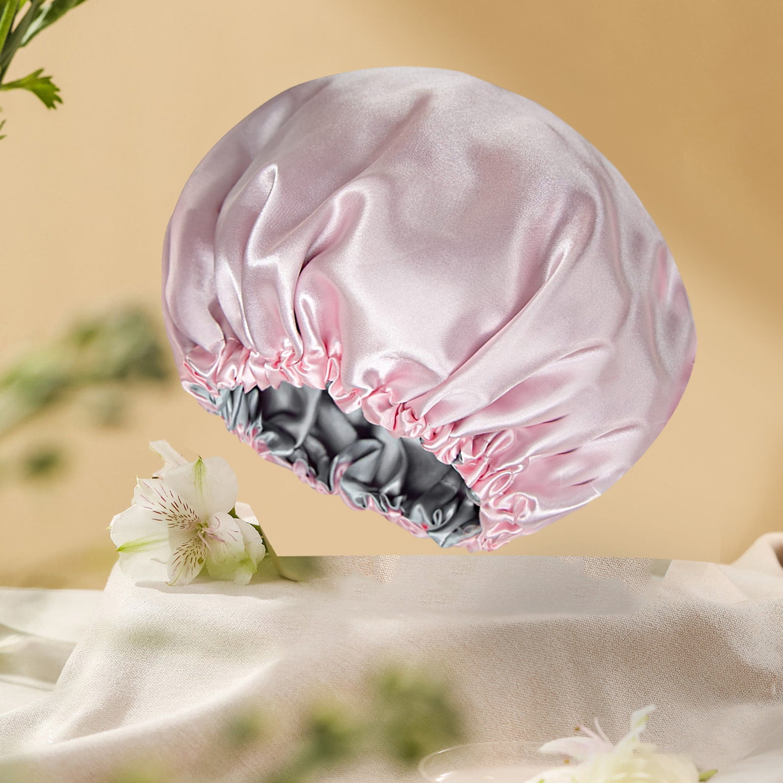 Weloille Reversible Silk Satin Cap For Sleeping, Adaptable Button Silk Satin Hair Cap, Fashionable Double Layer Hair Cap