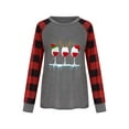 thumbnail image 1 of Yuemengxuan Women Stylish Christmas Printed T-shirt, Long Sleeve Round Neck Patchwork Pullover Tops, 1 of 4