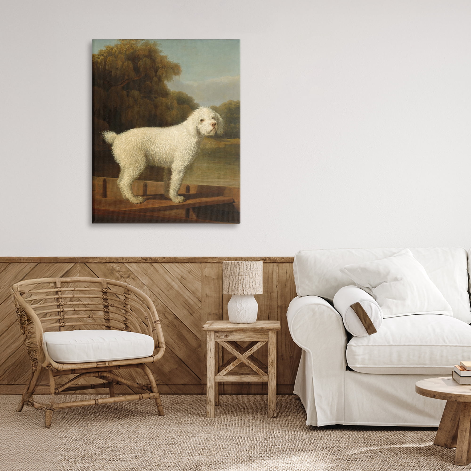 Stupell Industries White Poodle in a Punt Canvas Wall Art, design by Tina LeCour