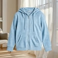 thumbnail image 5 of WQNVRNR Girls Hooded Sweater Jacket- Full Zip Loose Fit Casual Thin Knit Sweater Hoodie Light Blue Size 10, 5 of 6