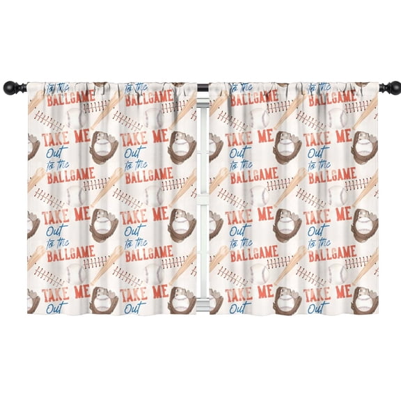 Blackout Kids Curtains,Baseball Game Pattern Childrens Insulated Curtains Set Of 2,Bedroom Essentials,Toddler Room Decor 42"x54"