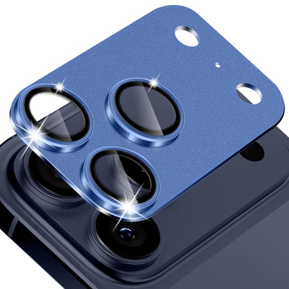 (Bleu Foncé)Protecteur d'Objectif d'Appareil Photo compatible avec iPhone 17 Pro Max, Alliage d'Aluminium Résistant aux Rayures 9H Protecteur d'Écran d'Appareil Photo en Verre Trempé