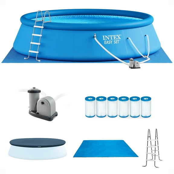 Intex 18' x 48" Inflatable Outdoor Pool Set with Filter Cartridges (6 Pack)